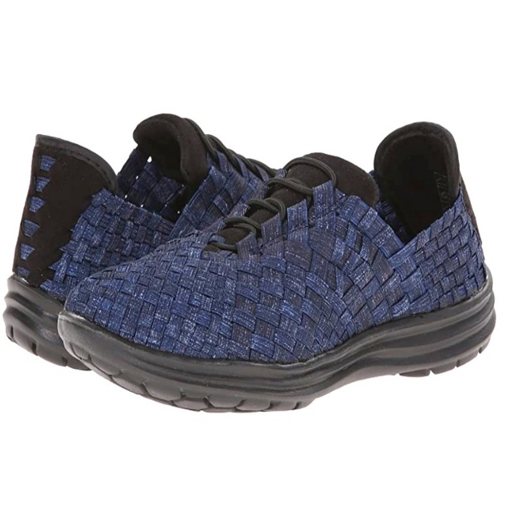 Bernie Mev Victoria Slip-On Shoe -Memory Foam -Beautiful Woven Blue Fabr…